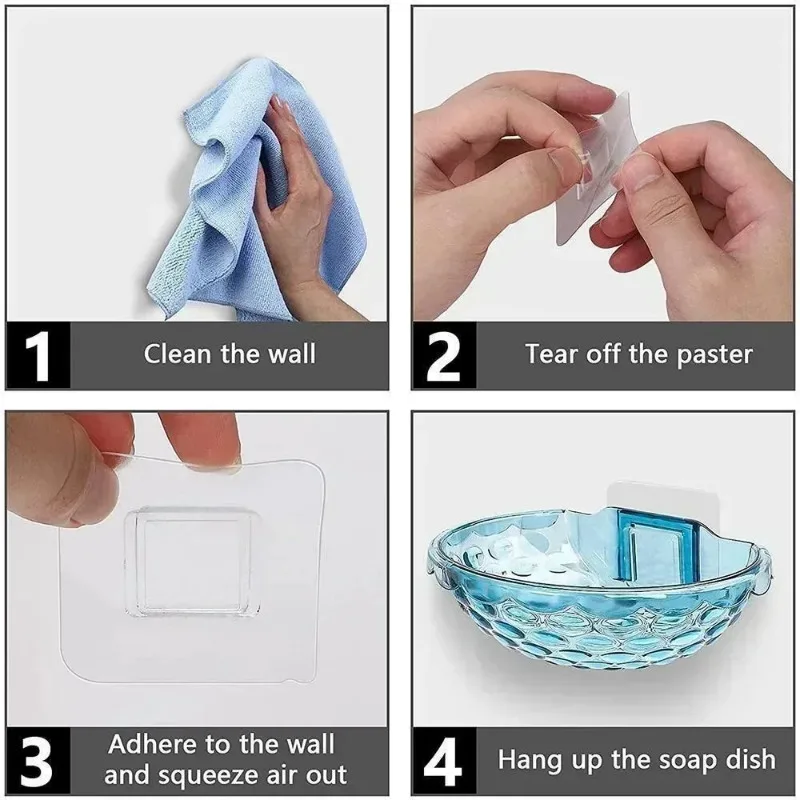 Soap Holder Soap Dishes Sponge Container with Wall Hook for Shower Kitchen Sink Adhesive No Drilling  Bathroom Accessories