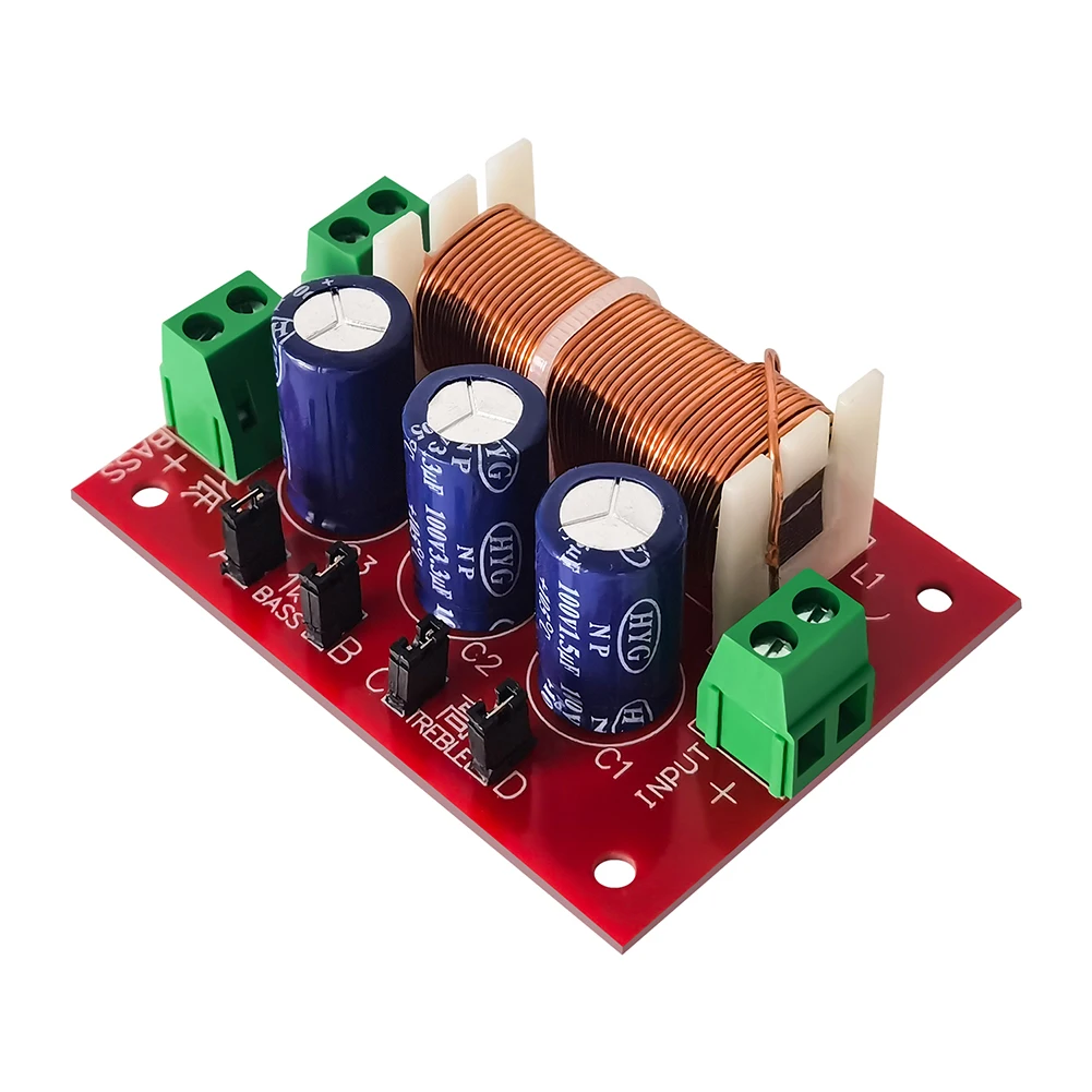 

YLY-2088 2 Way Crossover Filters Module Adjustable HiFi Speaker Modification Upgrade Board Full Range Treble Bass Welding Free