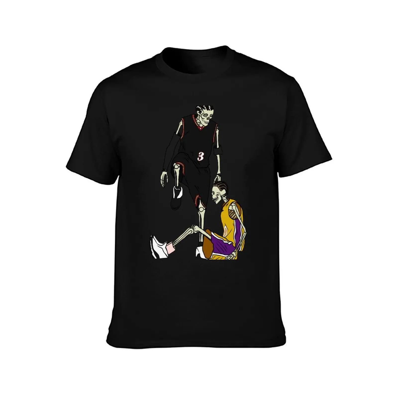 Skeleton Allen Iverson Steps Over Tyronn Lue T-Shirt, Funny Graphic Print Tee, Unisex Cotton Casual Short Sleeve Top
