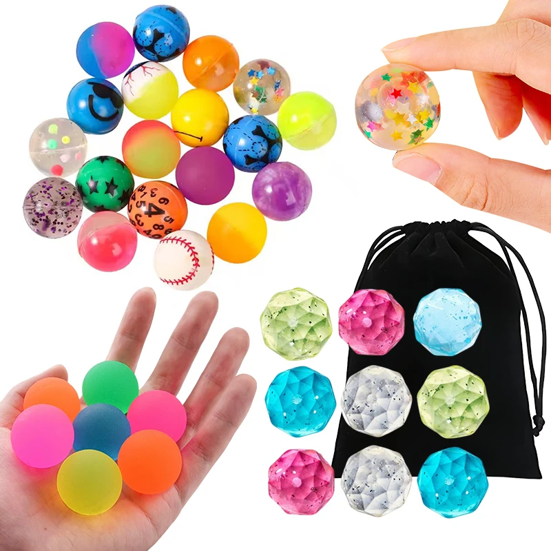 

20PCS/Pack Colorful Bouncing Ball with Storage Bag Funny Elastic Balls Jumping Bead Stress Relief Games Party Giveaway Gifts ZYF