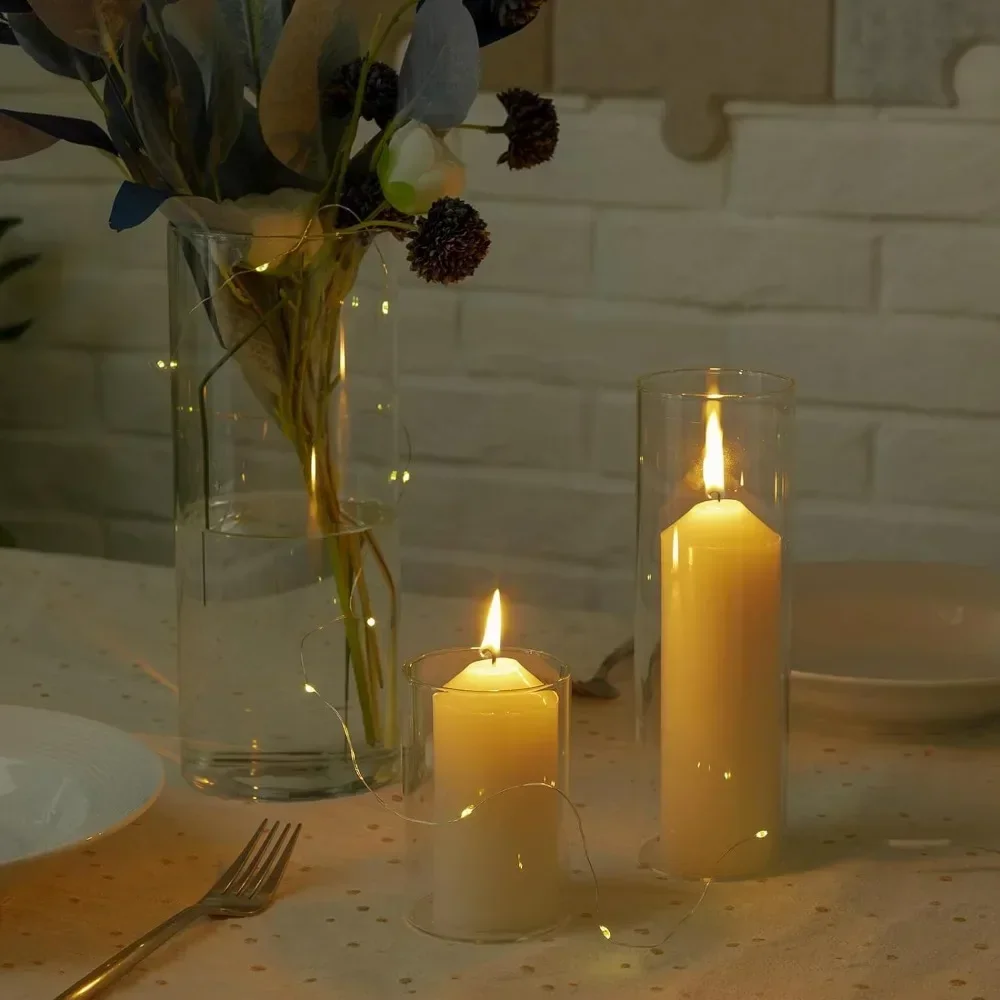 

#For Cylinder Vases Set Glass Cylinder Vases Bulk Floating Candles Holders Clear Flower Vases 4/8/10 Inch (12 Pcs) Home Decorati