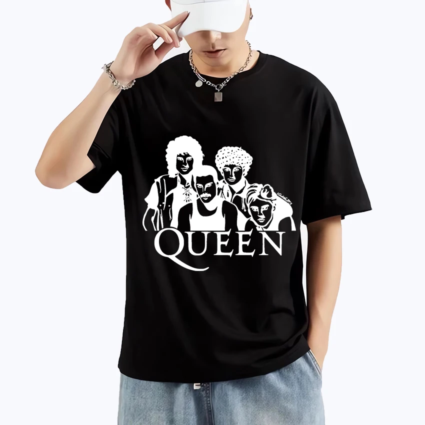 British Rock Band Queen Graphic Man women t shirts 2024 Pure Cotton Oversized short sleeve t-shirt Casual Unisex Summer clothing