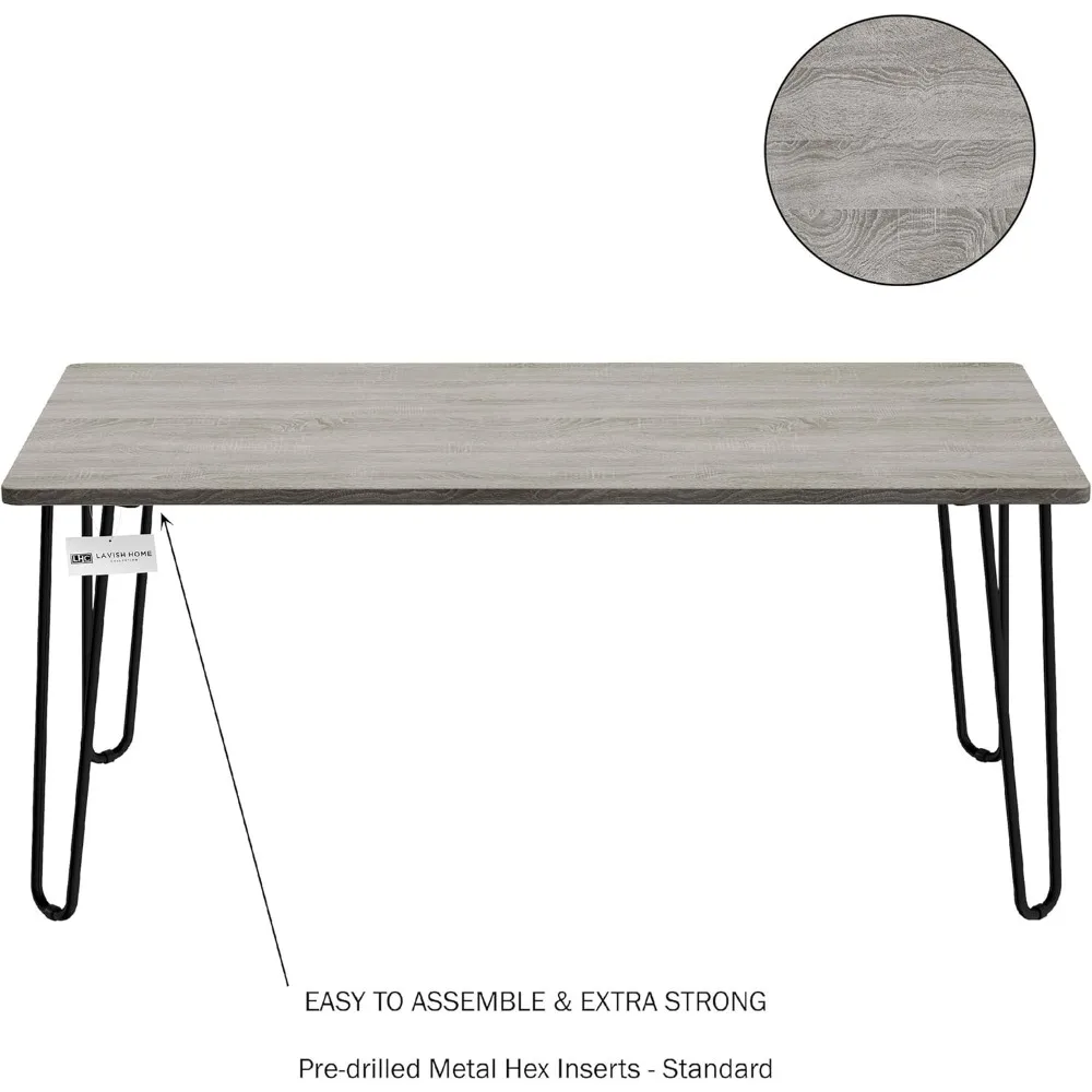 Mesa de centro con patas de horquilla, estilo Industrial moderno, decoración del hogar, aspecto de grano de madera, muebles de acero para sala de estar