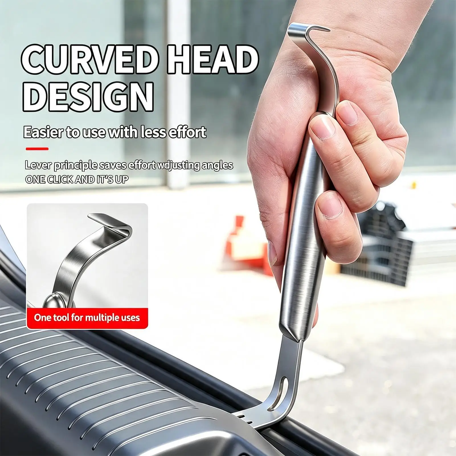 1PC Door Panel Removal Tool Stainless Steel Professional Fastener Remover Auto Clip Removal Tool for Door Interior Dashboard