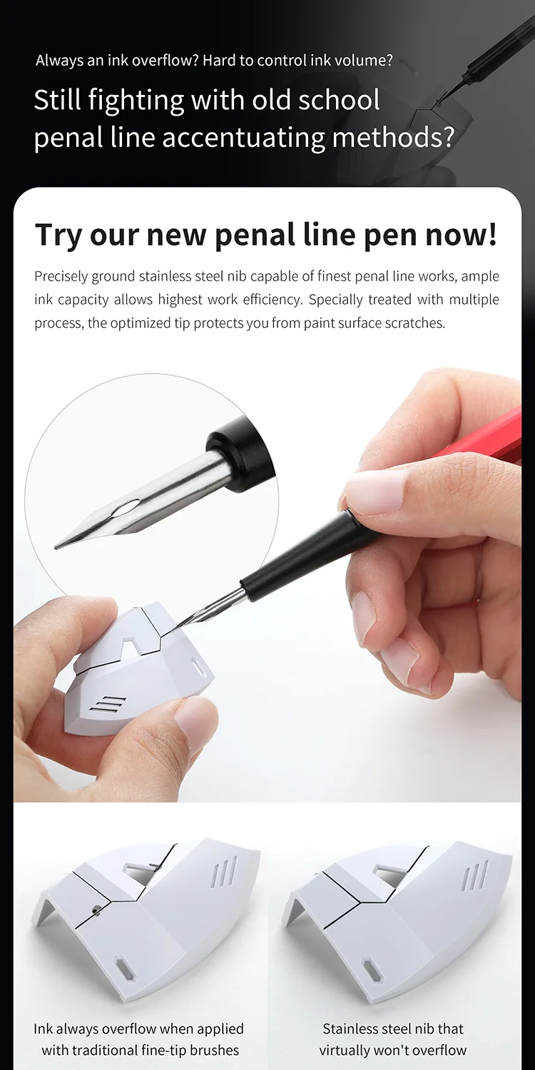 DSPIAE AT-PL Pro Aluminiumlegierung Panel-Line-Stift Anti-Roll Sechseckiger Schaft Ergonomisch 14,5g Edelstahlspitze für Modellbau-DIY-Werkzeug – Detail 2