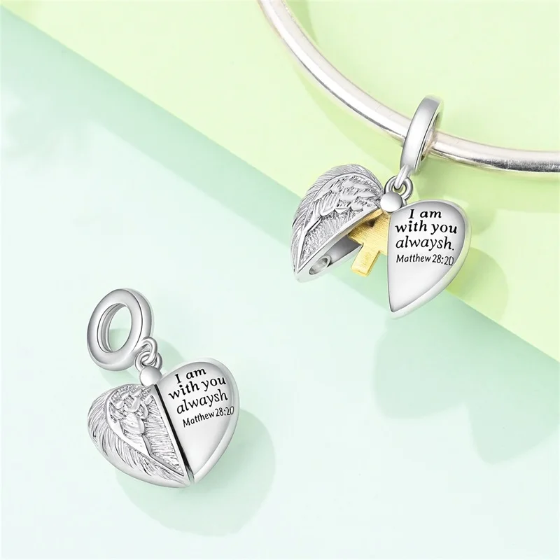 925 Sterling Silver Charms Bead Love Cross Faith Dangle Fit Original Bracelet DIY Women Jewelry Gift