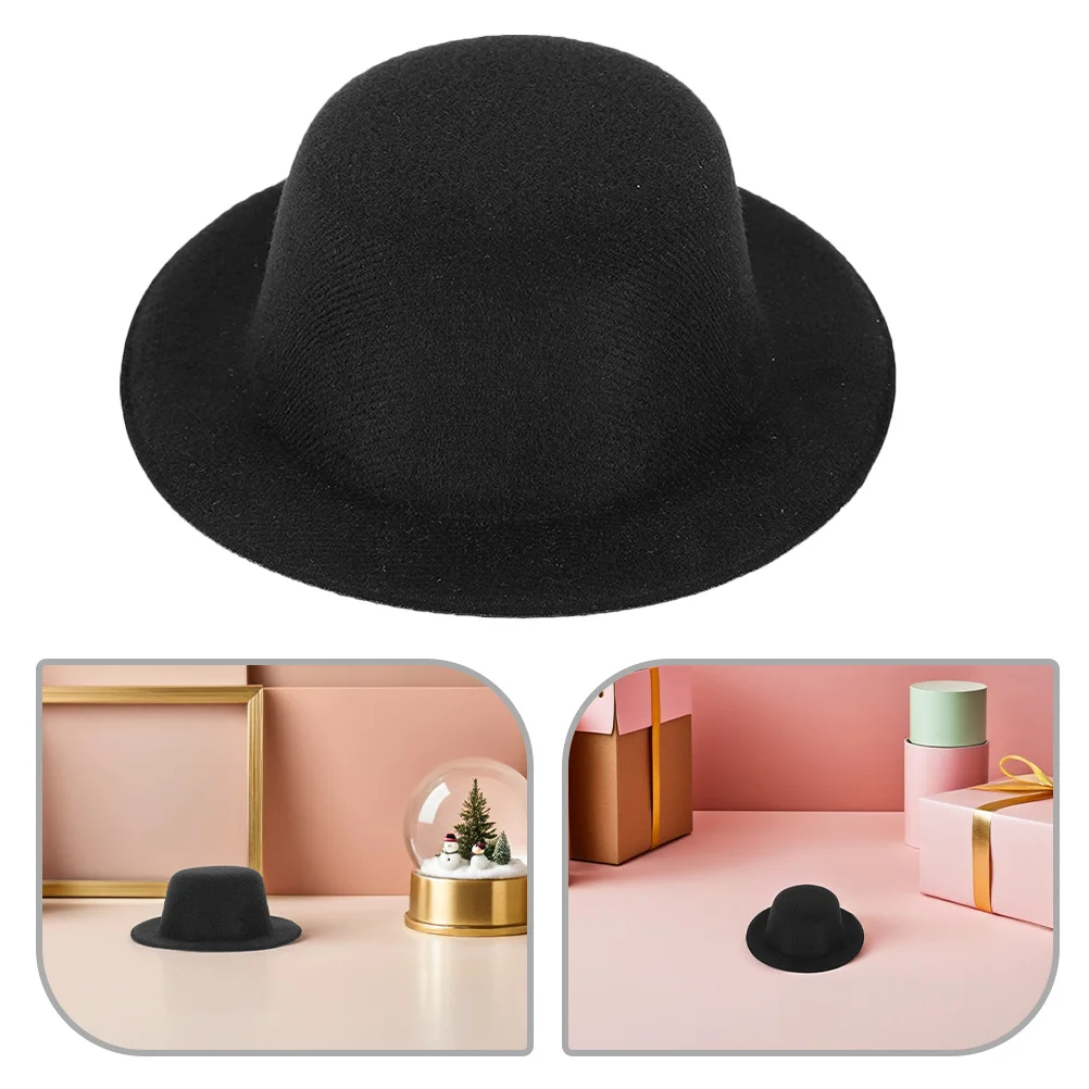 20Pcs Mini Top Hat Classic Black Felt Hats for Crafts Snowman Bear Accessories Christmas Party Ornaments 4.5cm