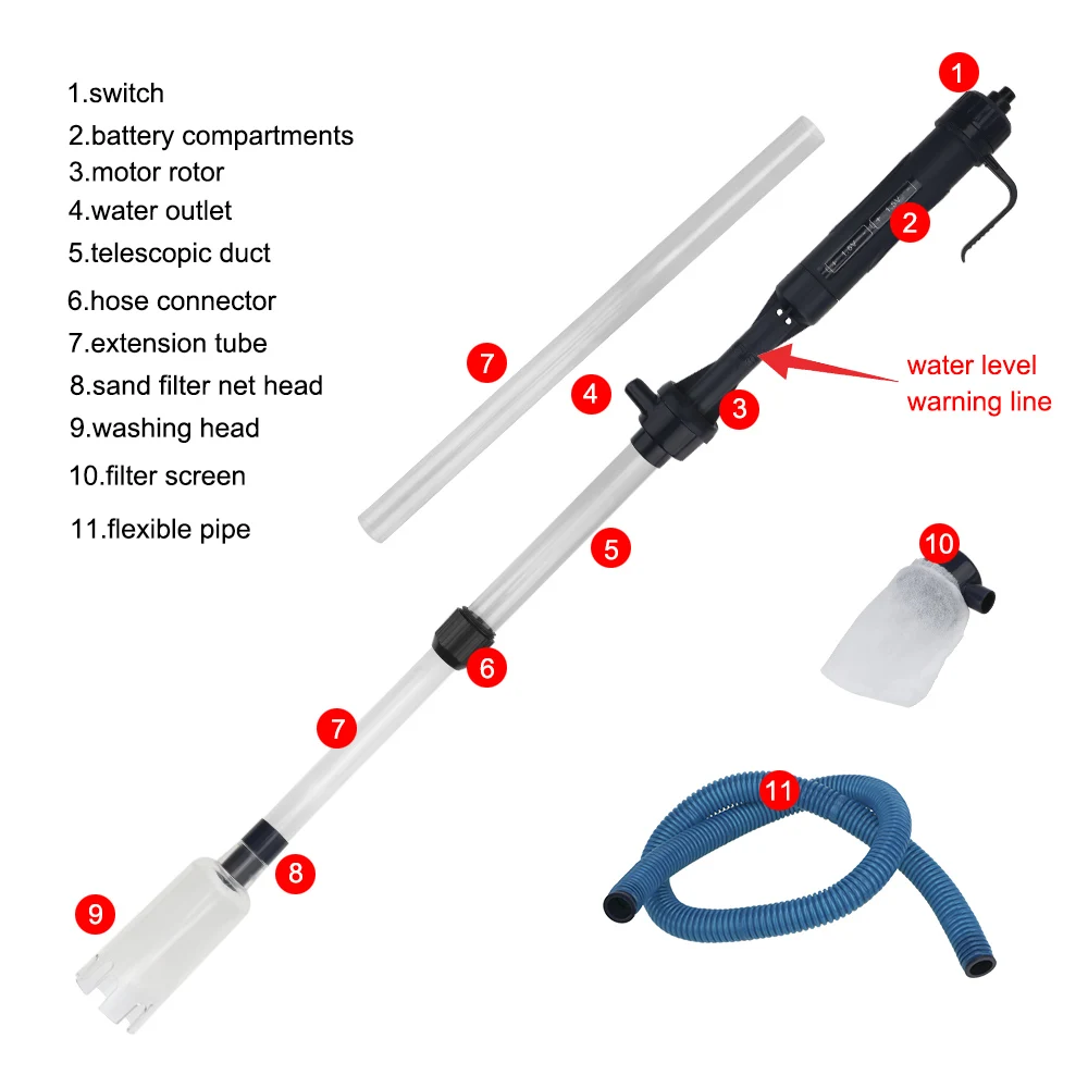 Narzędzia do filtrów Odkurzacz do usuwania odpadów Elektryczna pompa do wymiany wody Filtr ssący Narzędzie do czyszczenia żwiru Akwarium Rura do