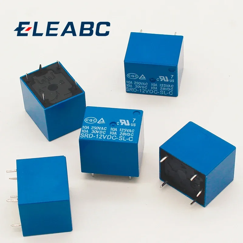 5 sztuk/partia SRD-12VDC-SL-C T73-12V 5-pinowy typ PCB 12V DC przekaźnik mocy
