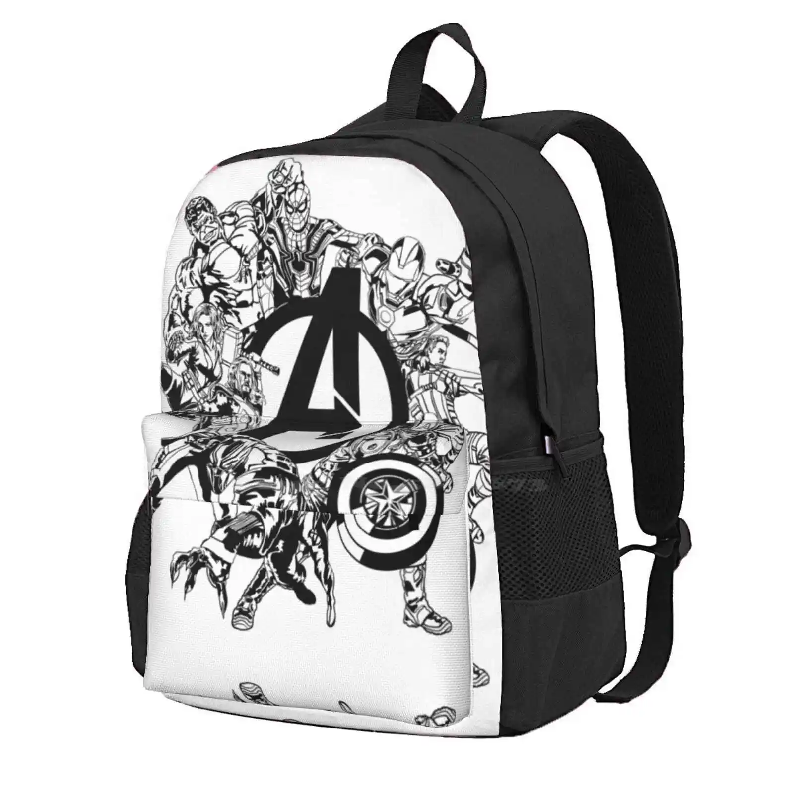 Assemble Hot Sale Schoolbag Backpack Fashion Bags Superhero Shield Agent Spider Iron Black Assemble