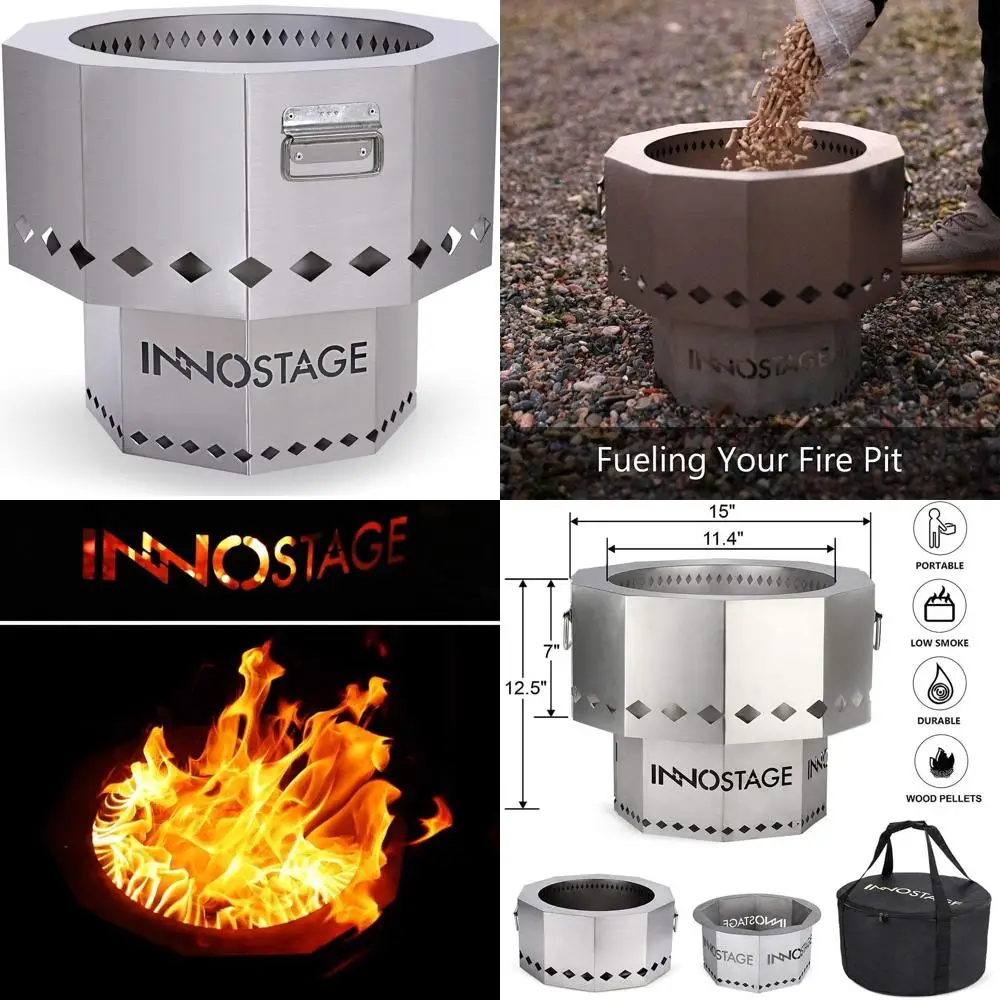 

Портативная сумка для хранения бездымного очага, гриля на древесных пеллетах, для костра на открытом воздухе и барбекю на патио, в саду, на заднем дворе