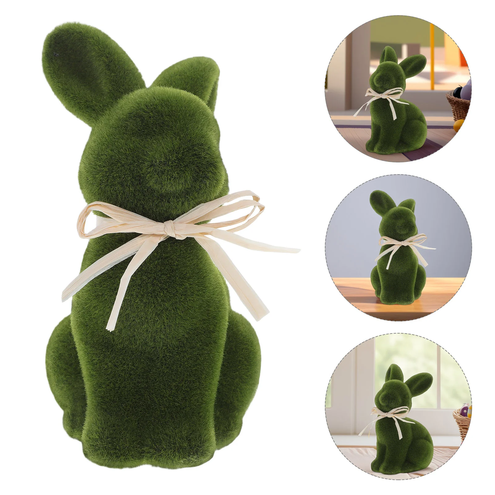 Easter Bunny Figurine Artificial Flocking Foam Rabbit Ornament For Garden Decoration Rabbit Statue For Easter Party Decoration