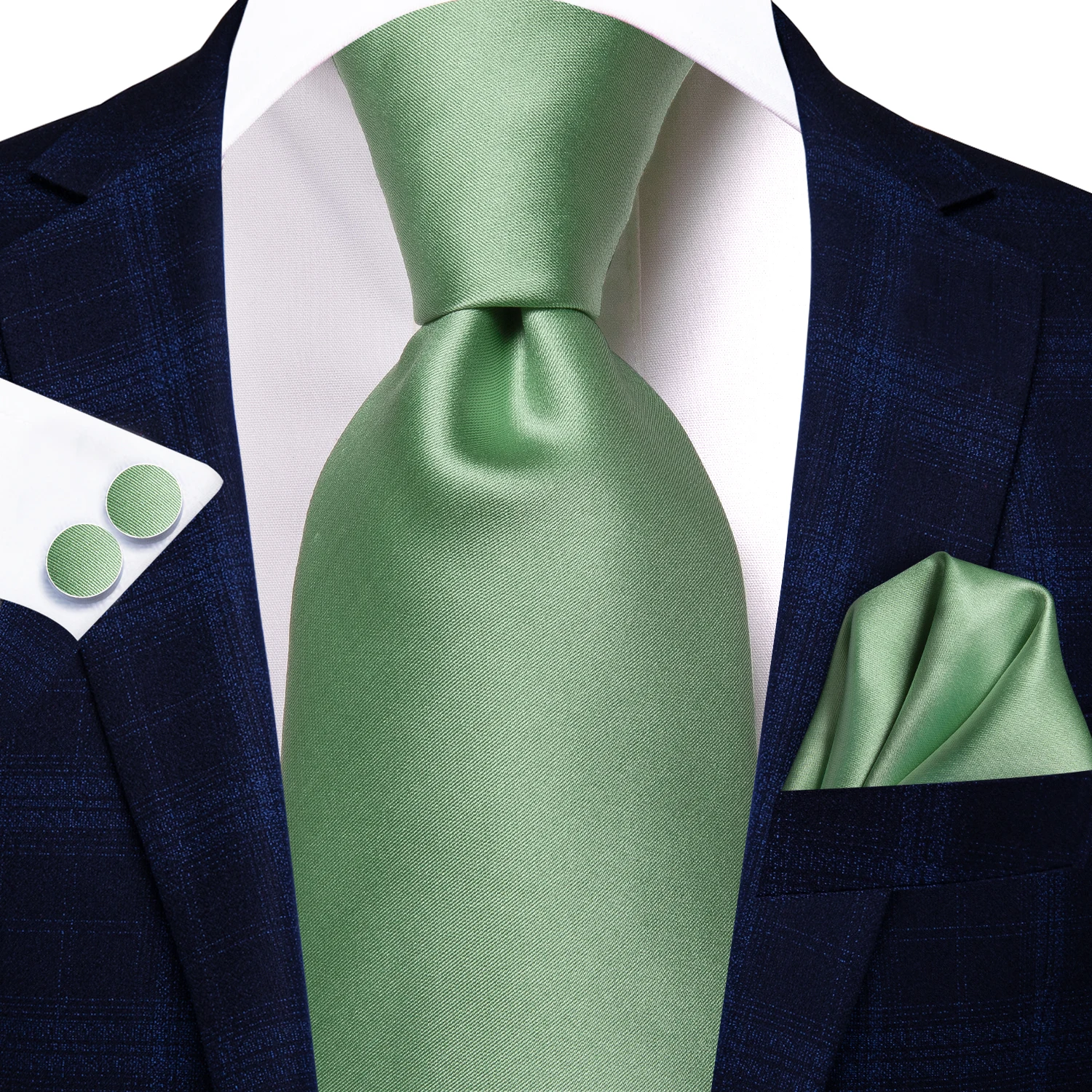 Picture 3: Solid Plaid Paisley Mixed Pattern Mens Necktie 3PCS Set With Matching Hanky Cufflinks