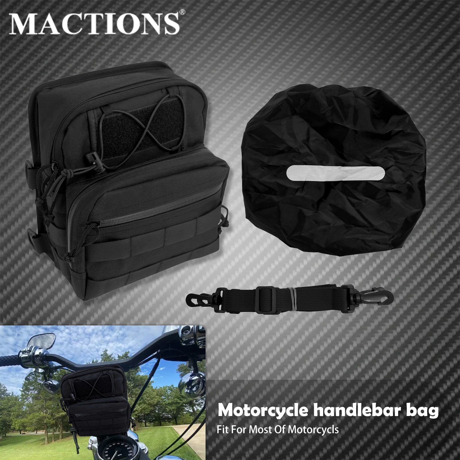 Motorcycle Front Storage Bag Handlebar T-Bar Bag Club Style Handle Bags Universal For Harley Touring Softail Sportster XL Dyna