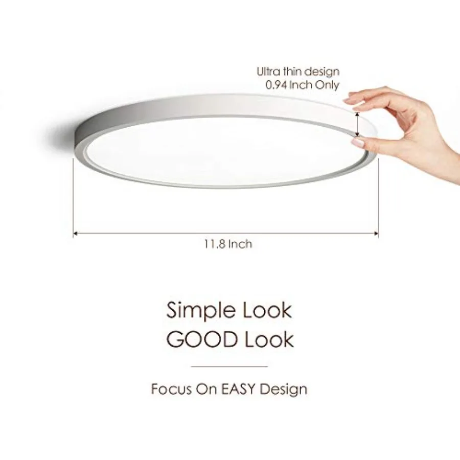 Flush Mount 12 Inch Ceiling Light Milk White Shell,20W Surface Mount LED Light Fixture for Bedroom Kitchen, 5 Color Temperature