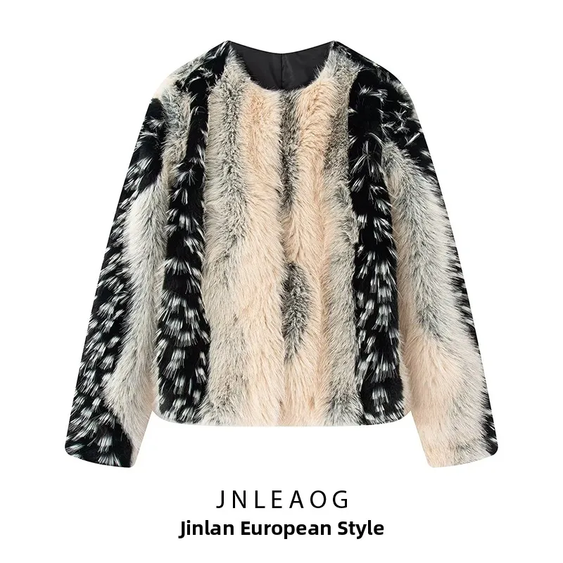 

Faionable Artificial Fur Effect Jaet Women's ort Outerwear Autumn New Sle JNLEAOG Versatile Polyester Fiber Long Sve