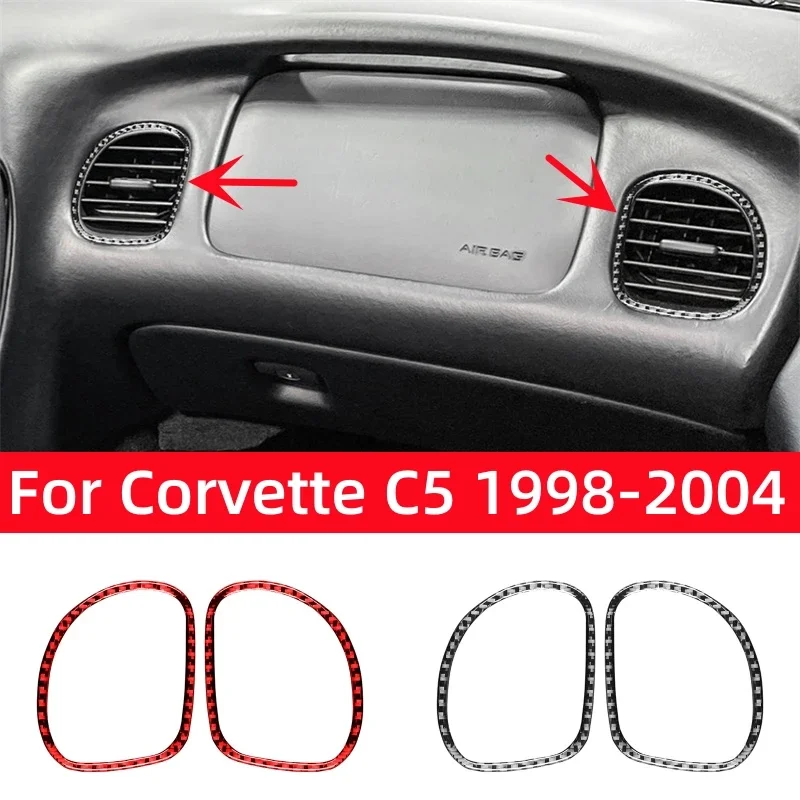 For Chevrolet Corvette C5 1998-2004 Car Accessories Carbon Fiber Interior Car Co-pilot Air Vents Trim Frame Cover Decor Stickers