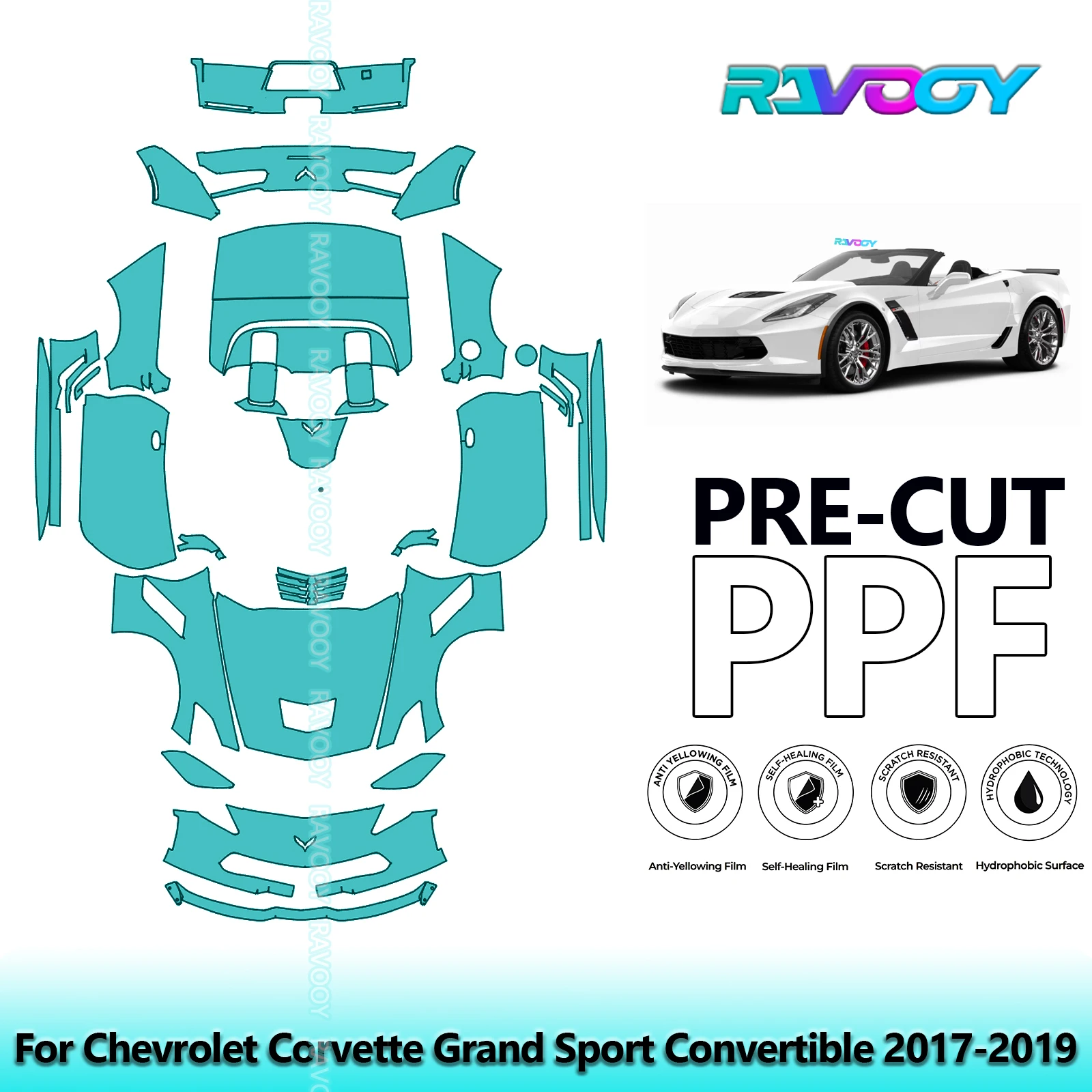 

Car Precut PPF Paint Protection Film Full Vehicle For Chevrolet Corvette Grand Sport Convertible 2017-2019