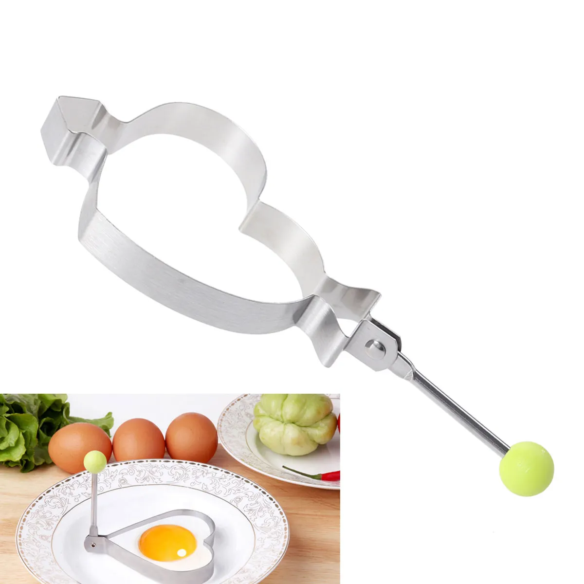 Juego de Moldes para Freír en Forma de Corazón de Acero Inoxidable para Huevos, Panqueques, Omelets, Galletas, Sándwiches de Desayuno, Desayuno Rápido y Saludable