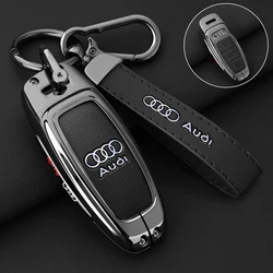 Zinc Alloy Leather Car Remote Key Case Cover Shell Fob For Audi A3 A4 B9 A6 C8 A7 S7 4K A8 D5 S8 Q7 Q8 SQ8 E-tron 2021 2022 2023