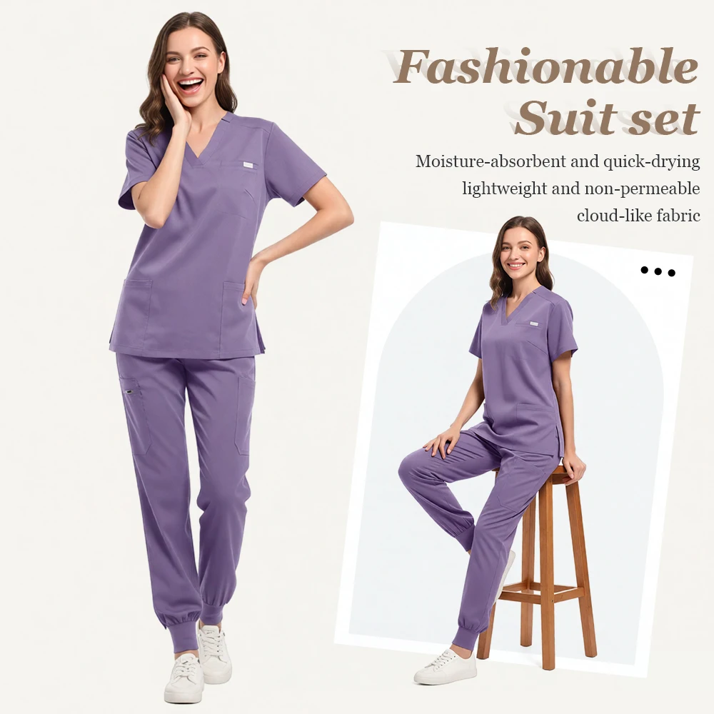 Vêtements de travail à manches courtes, ensemble de gommage élastique, salopette chirurgicale pour médecin, salle d'opération, vêtements cliniques pour infirmière