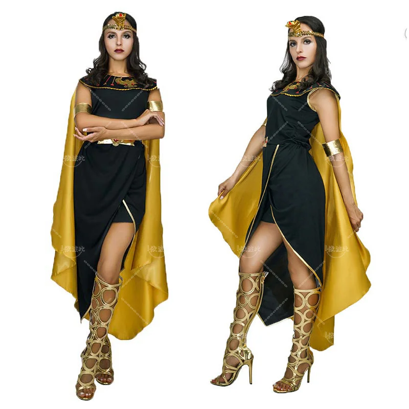 Halloween Ancient Egyptian Costumes Pharaoh Empress Cleopatra Queen Priest Cosplay Clothing for Women's Fancy Dress Outfits