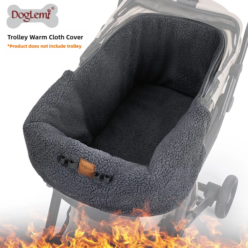 

DogLemi Pet Dog Going Out Stroller Cart Cloth Cover Dog Nest Pad Pet Trolley Winter Warm Flannel Cover Pet Stroller Accessories