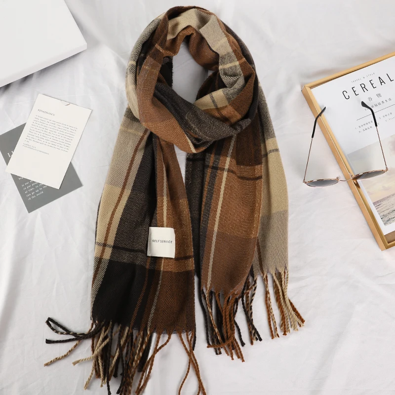 منقوشة الشتاء وشاح المرأة الرقبة رئيس الأوشحة أزياء عارضة الأوشحة الكشمير السيدات شالات ويلتف Bufandas Hombre #5