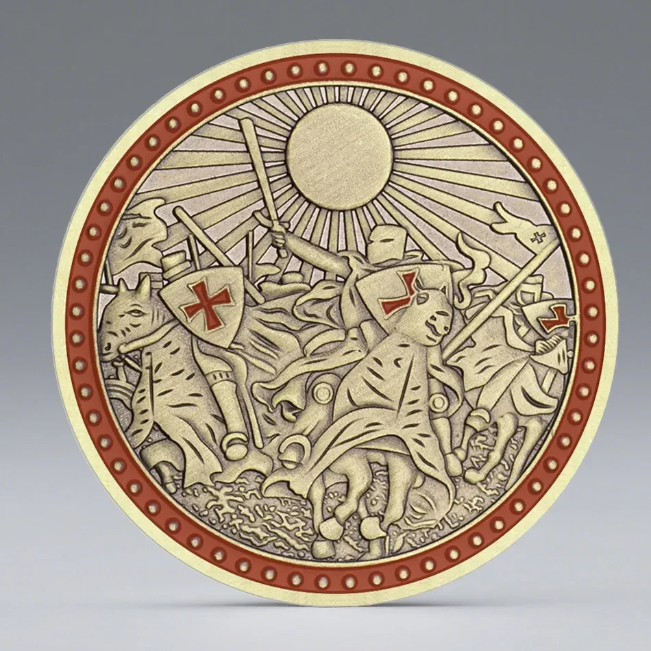 Pièce commémorative de chevalier militaire, Antique, plaqué cuivre, armure de guerrier, pièce de défi, médailles, cadeau