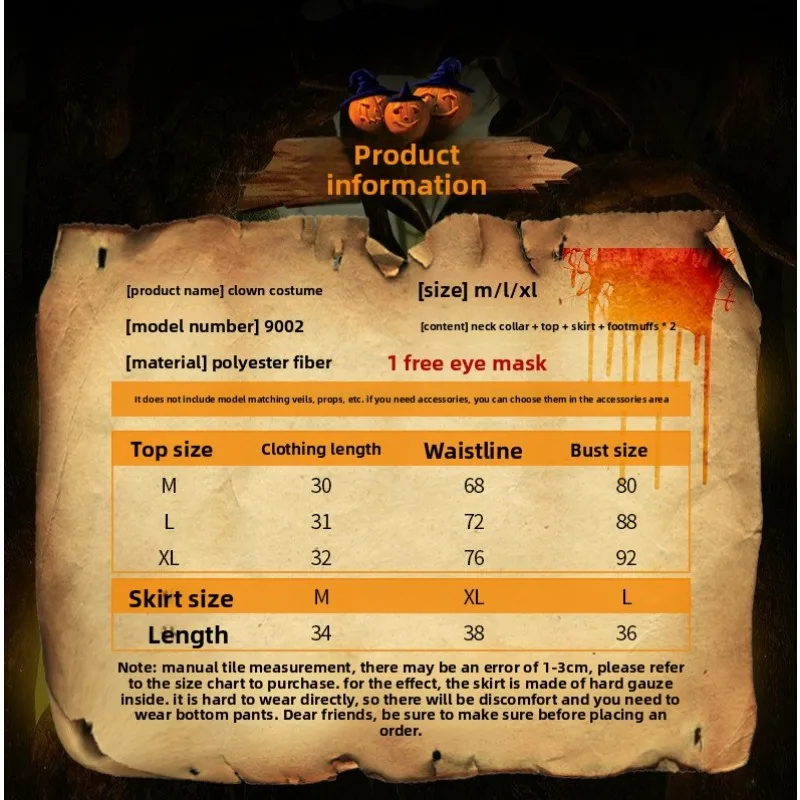 2024 Halloween Costumes Circus Performance Costumes Clown Costumes cosplay Performance Costumes Role Playing