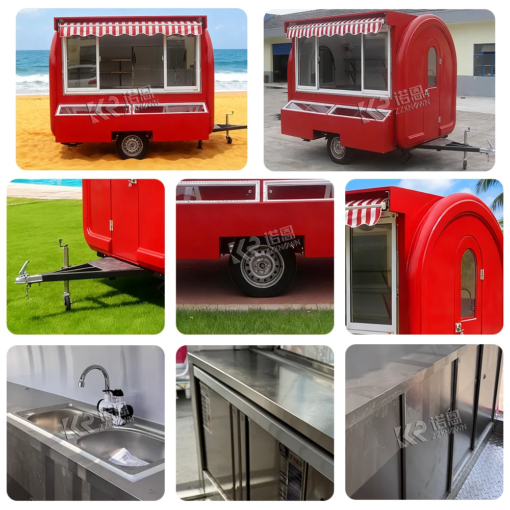 Mobile Catering Truck BBQ Fast Food Trailer Fully Equipped Mobile Kitchen Trailer Concession Food Truck with Full Kitchen