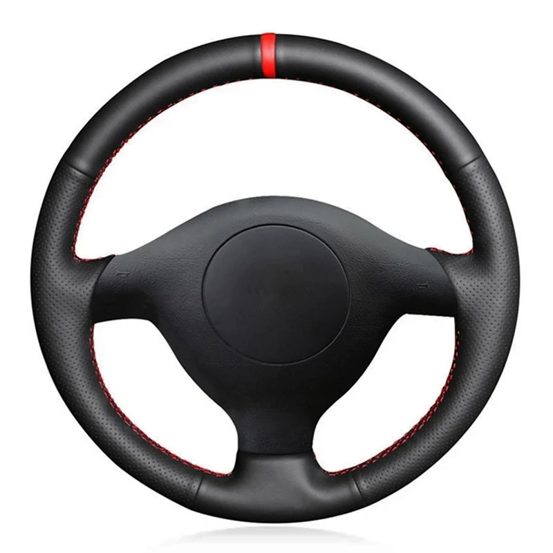 Black Artificial Leather Car Steering Wheel Cover For Seat Leon MK1 (1M) 1998-2005 Skoda Fabia RS 2003 Fabia 1 (6Y) 2004-2005