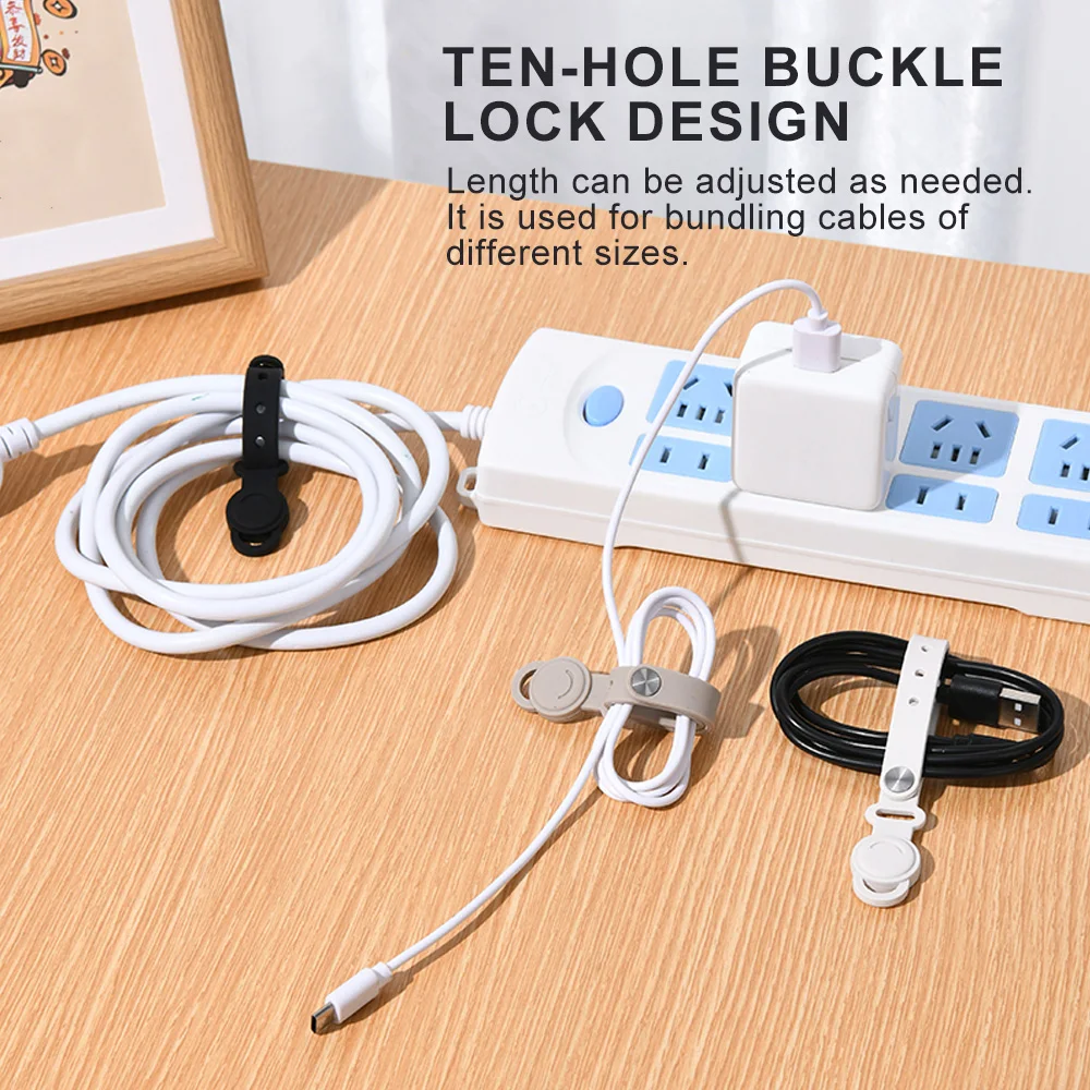 ربطات الكابلات المغناطيسية - منظم سلك السيليكون القابل لإعادة الاستخدام مع فتحات إبزيم، وأشرطة إدارة الكابلات المرنة لكابلات البيانات