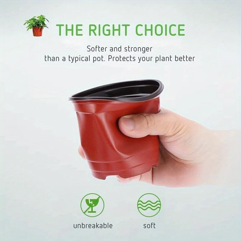 

Набор из 100 пластиковых горшков для растений — винтажный терракотовый стиль с дренажными отверстиями, легкий вес для трав/цветов/саженцев в помещении и на открытом воздухе