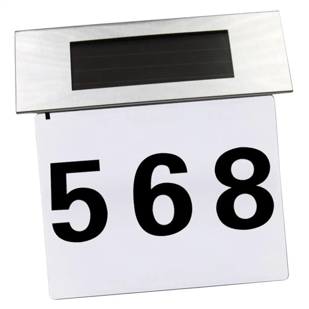 Stainless Steel Solar Powered LED Doorplate Number Light House Door Address Numbers Outdoor