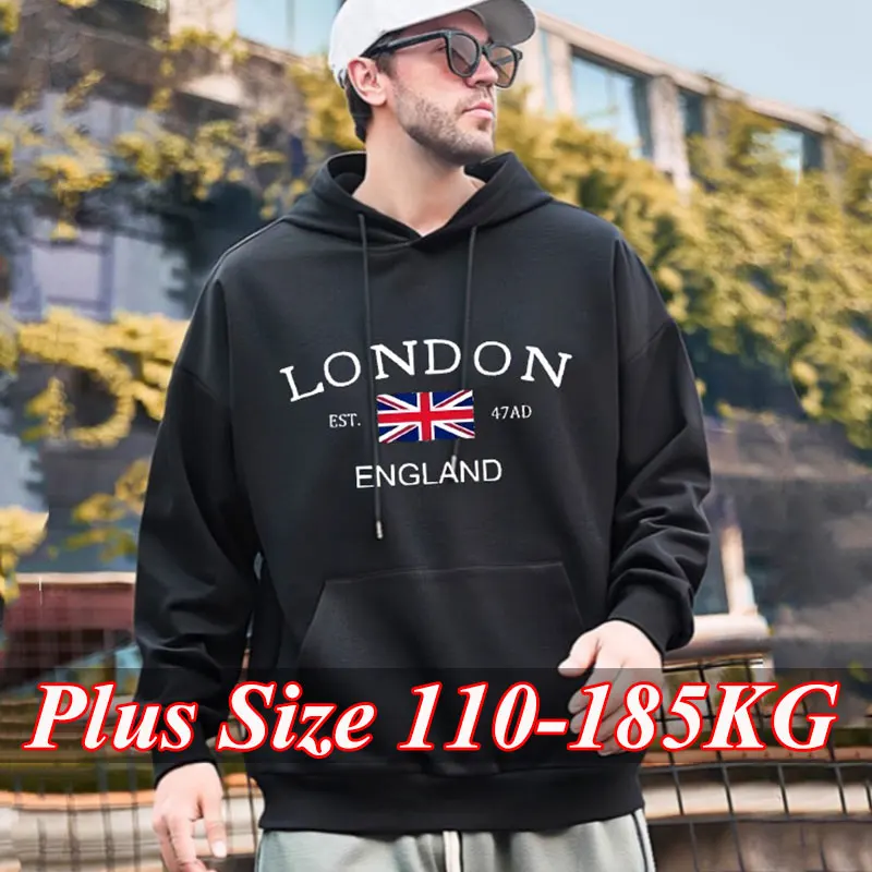 

London Fashion Print Hoodies for Men Plus Size 5XL 6XL 7XL Casual Autumn Winter Casual Sweatshirt Long Sleeve Tops Male Clothing
