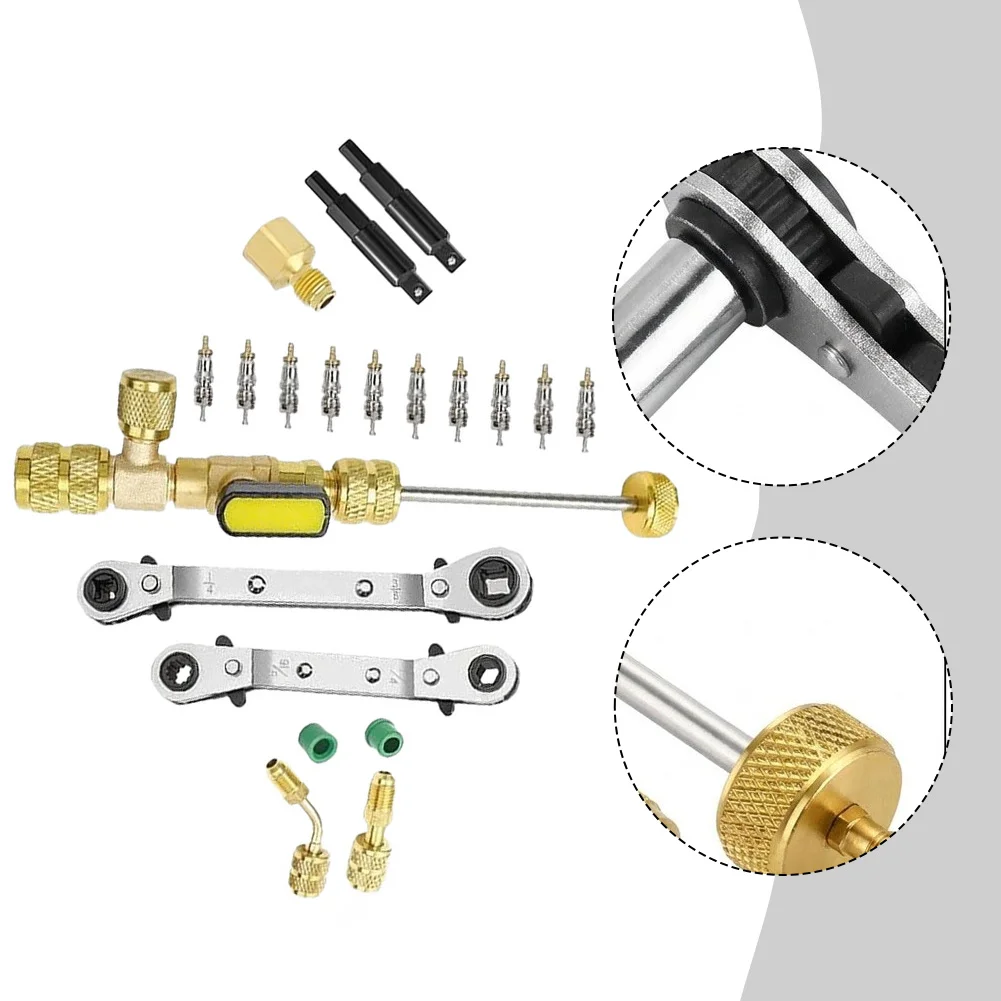 For HVAC Valve Core Removal Tool Compatible with R22 R410A R134A and Air Conditioning Systems Brass Construction