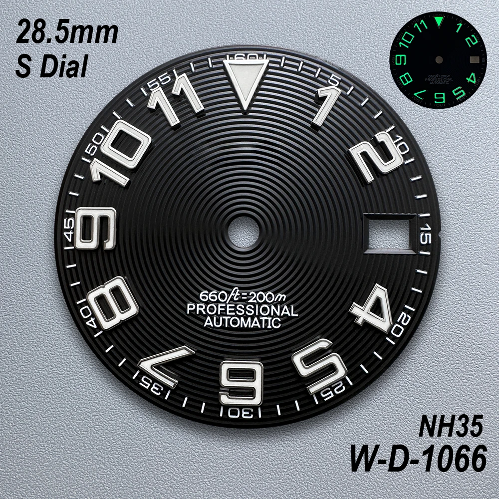 28.5mm S Logo Dial Suitable For NH35/NH36 Japanese Movement C3 Green Luminous High Quality CD Watches Modified Accessories