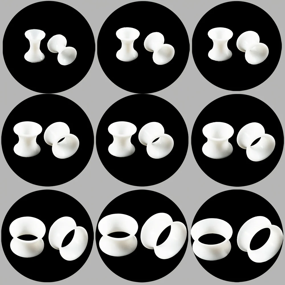 1 Pairs Flexible Soft Thin Silicone Ear Tunnel Earrings Expander Round Hollow Double Flare Ear Gauges Plug