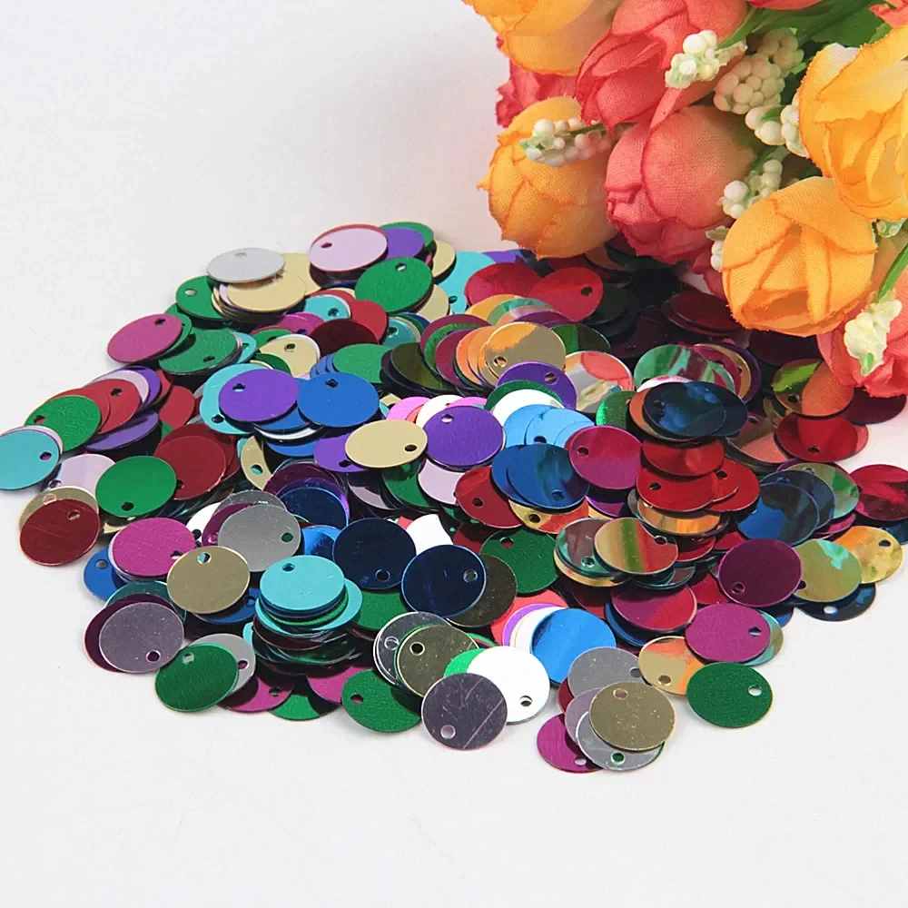 Paillette Sequin 10/15/20/25/30mm Large Flat Round Edge Hole Loose Sequins for Carfs Kids Dance DIY Decoration Lentejuela 10g