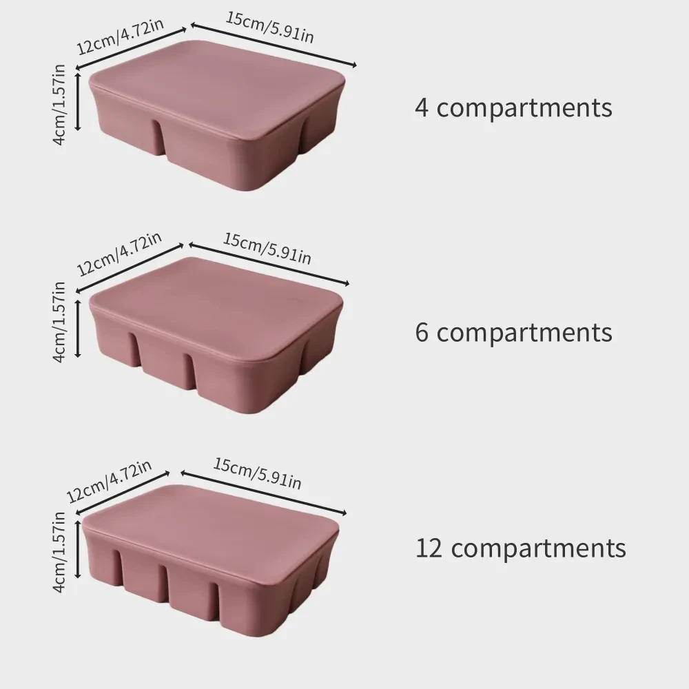 6/12 Grid Ice Cube Mold Silicone Ice Cube Tray Square Tray Mould Easy Release Baby Fruit Mud Jelly Food Storage Case