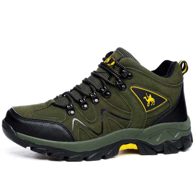 HIKEUP-zapatos de senderismo de cuero para hombre, zapatillas de Trekking para turismo, botas de escalada de montaña, calzado para correr al aire