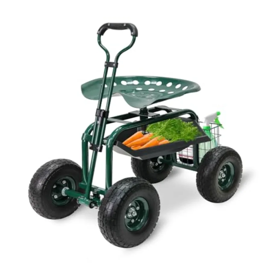 

Садовая тележка-стул на колесах, усиленная, с поворотным сиденьем на 360 градусов и рукояткой для управления, для садоводства и посадки