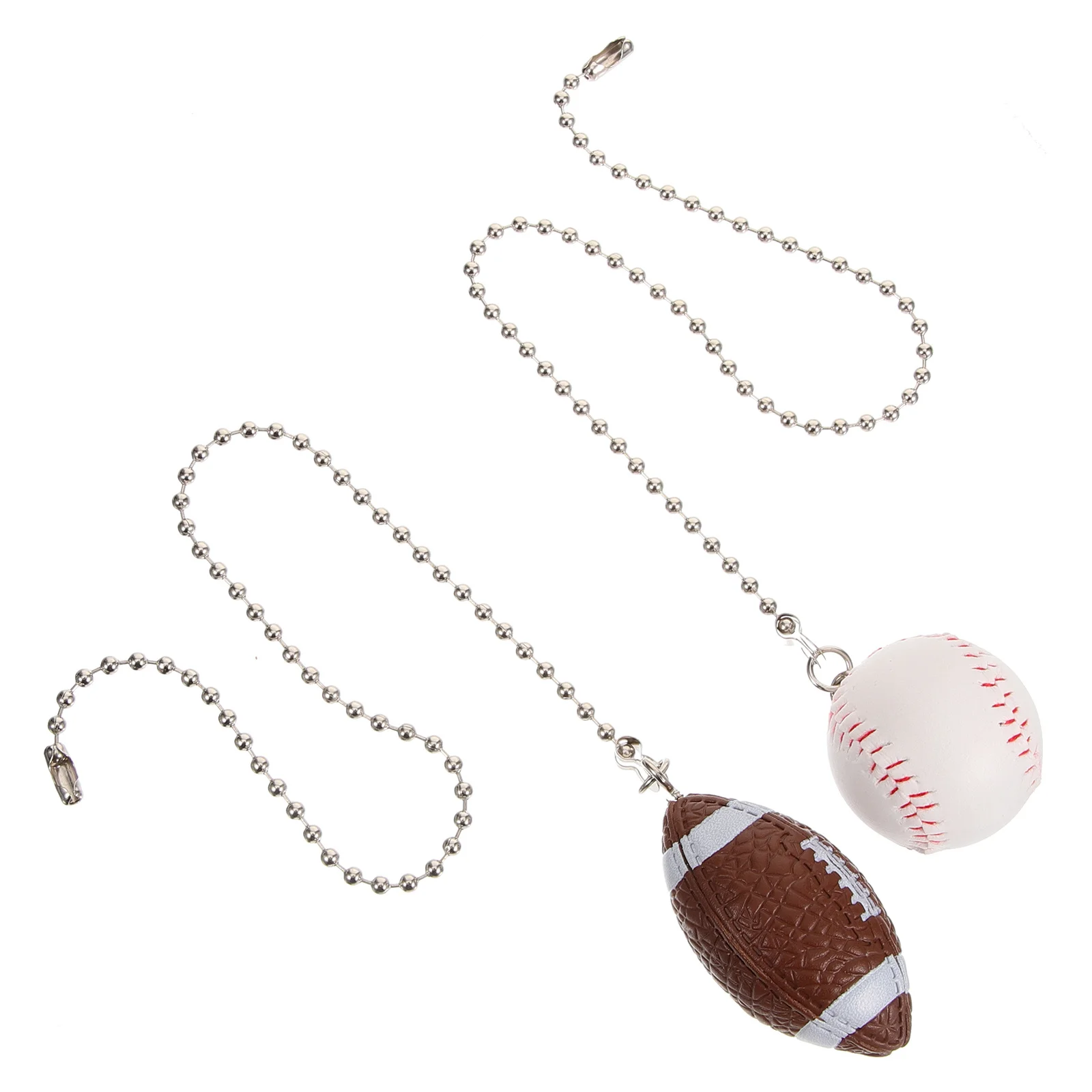 

2Pcs Ceiling Fan Pull Chain Pendant Extension Beaded Ball Chain Baseball Football Design for Light Fixtures Lamps Fans