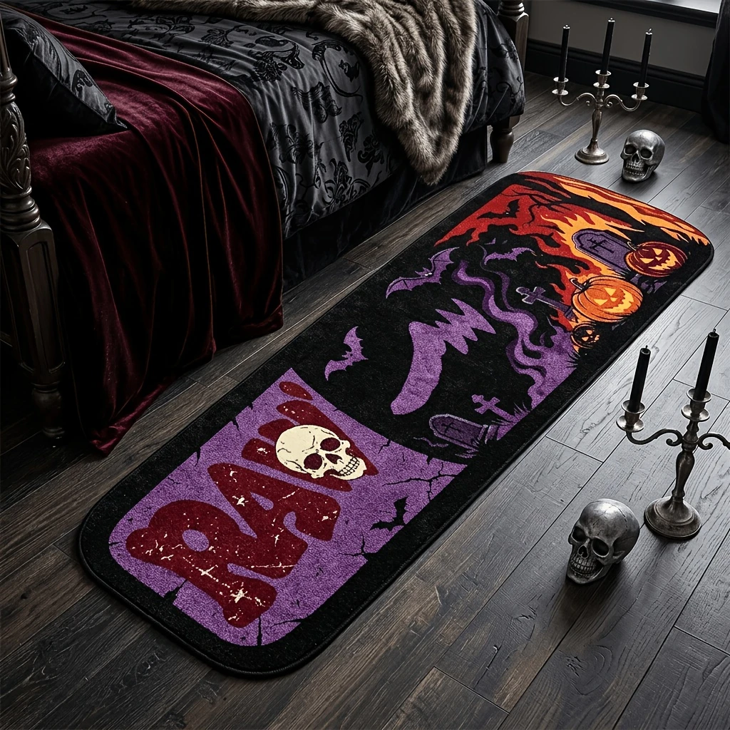 VIKAMA Halloween Trend Gothic Style Bedroom Side Rug Washable Soft Indoor Area Rug Festival Home Decoration