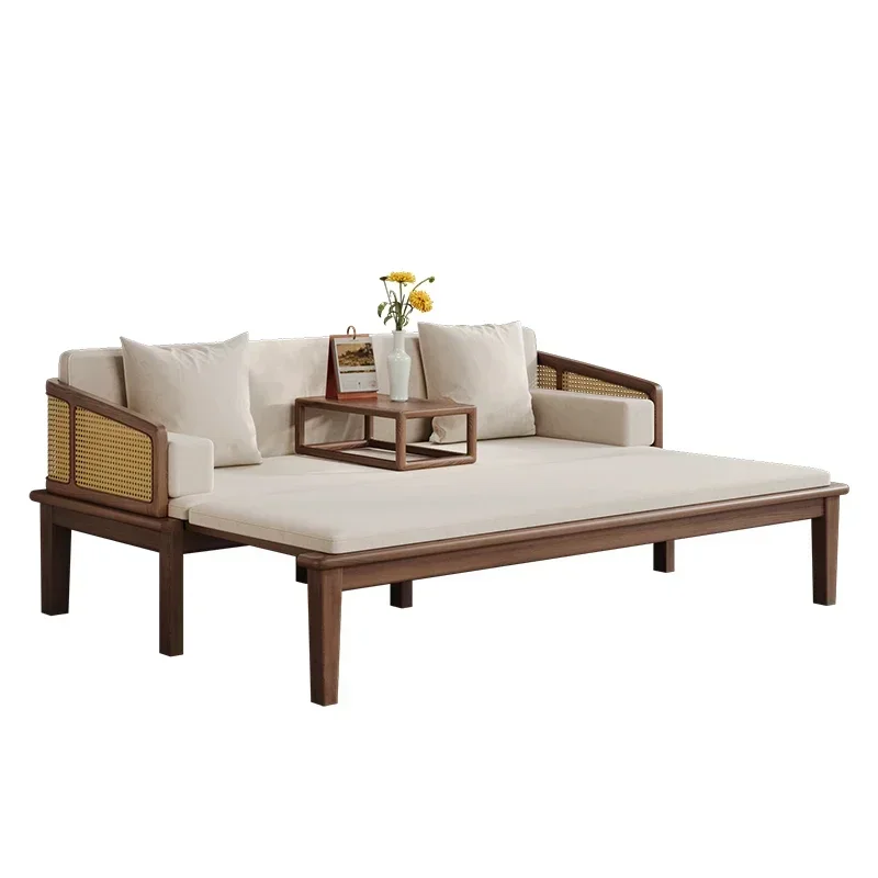 New Chinese Arhat bed 3 meters solid wood rattan sofa bed concubine collapse dual-purpose sliding bed collapse