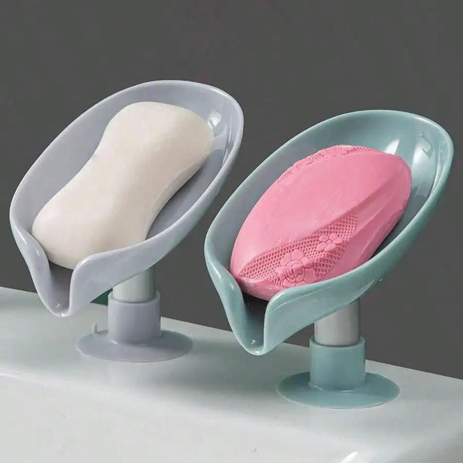 

Drain Soap Holder Leaf Shape Soap Box Suction Cup Tray Drying Rack for Shower Sponge Container Kitchen Bathroom Accessories