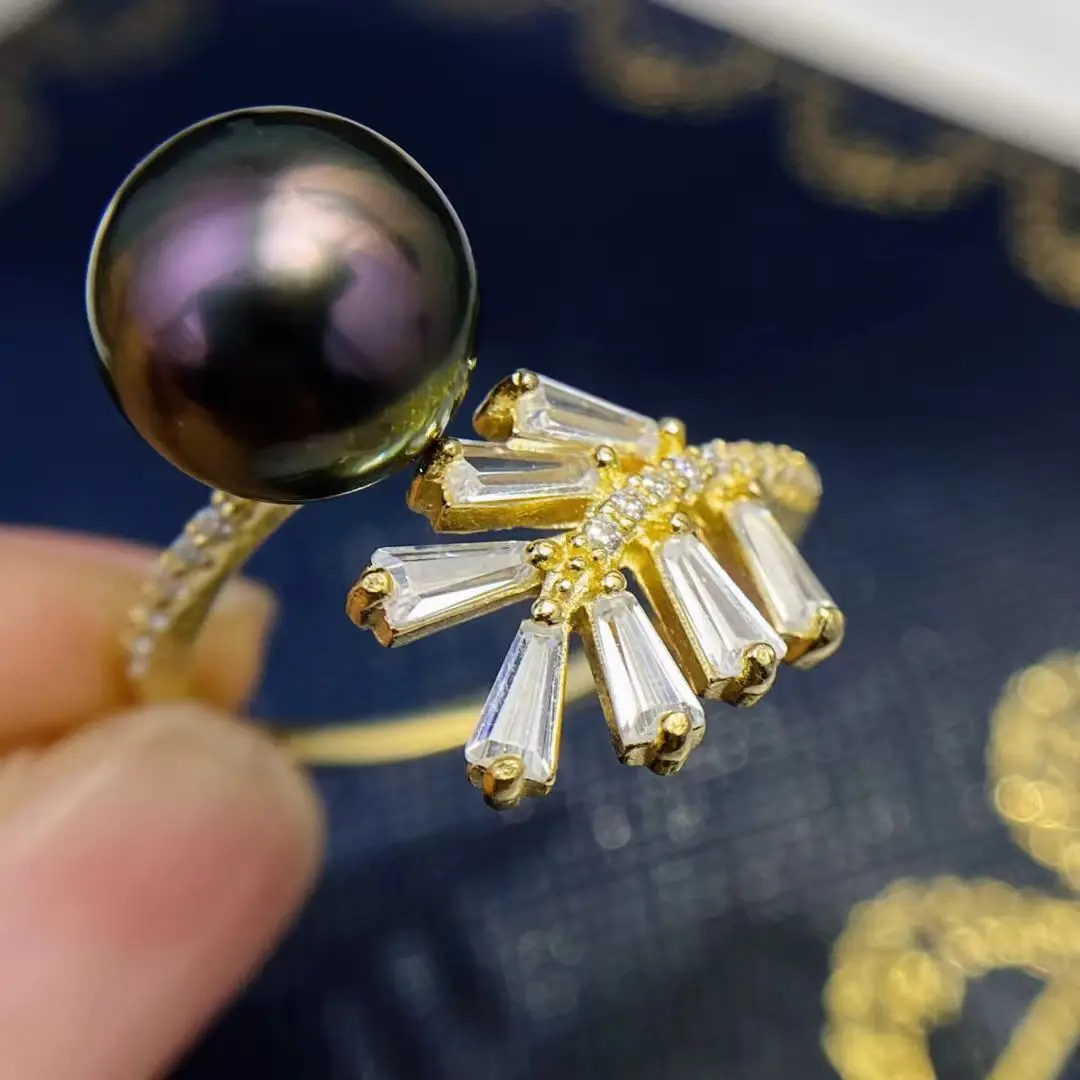 Wholesale S925 Sterling Silver Adjustable Ring Mount Settings Findings Mountings Accessory Parts for 8-9mm Pearls 5pcs/lot - view 4