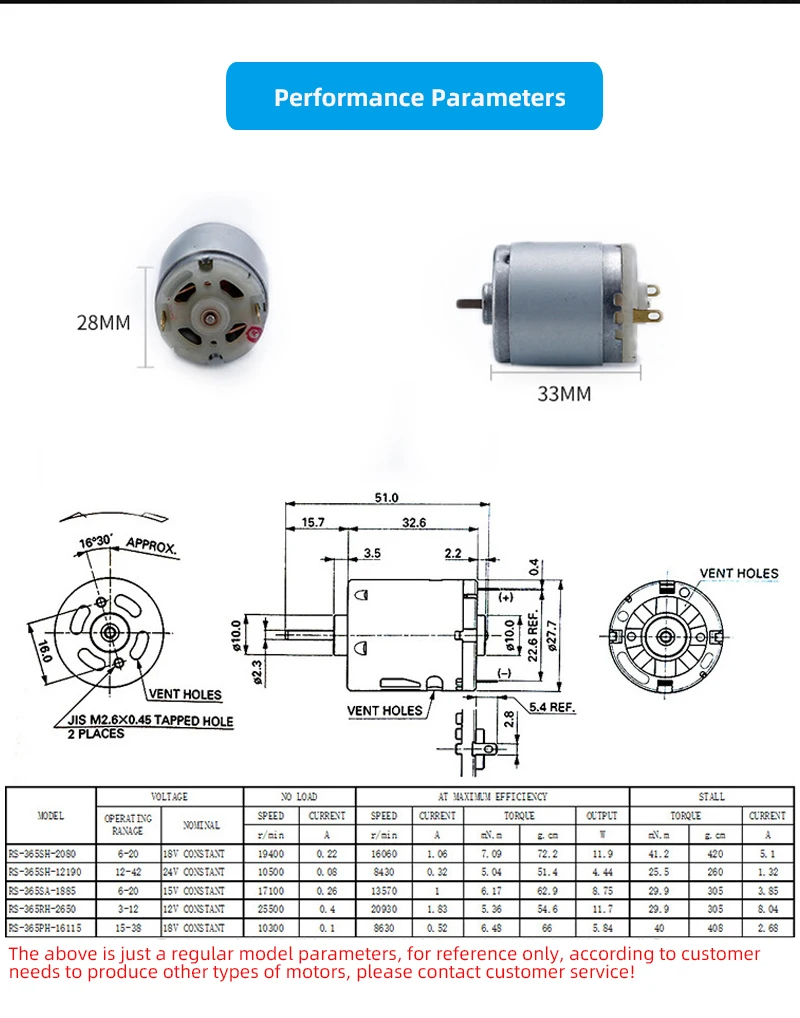 Moteur synchrone tubulaire Hight Rpm Dc775 360 365 12v, moteur de ventilateur 100000 tr/min