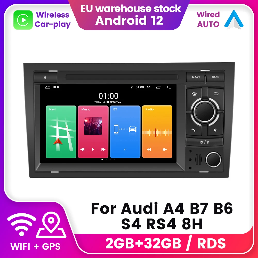 NaviFly Car Radio Video Player For Audi A4 II 2 B6 III 3 B7 2000-2009 S4 2002-2008 RS4 2005-2009 Android 13 Carplay FM RDS WIFI